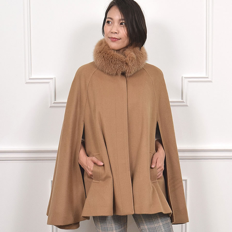 Merfirge 爆買 ポンチョ ケープ カシミヤ ウール SAGA フォックス