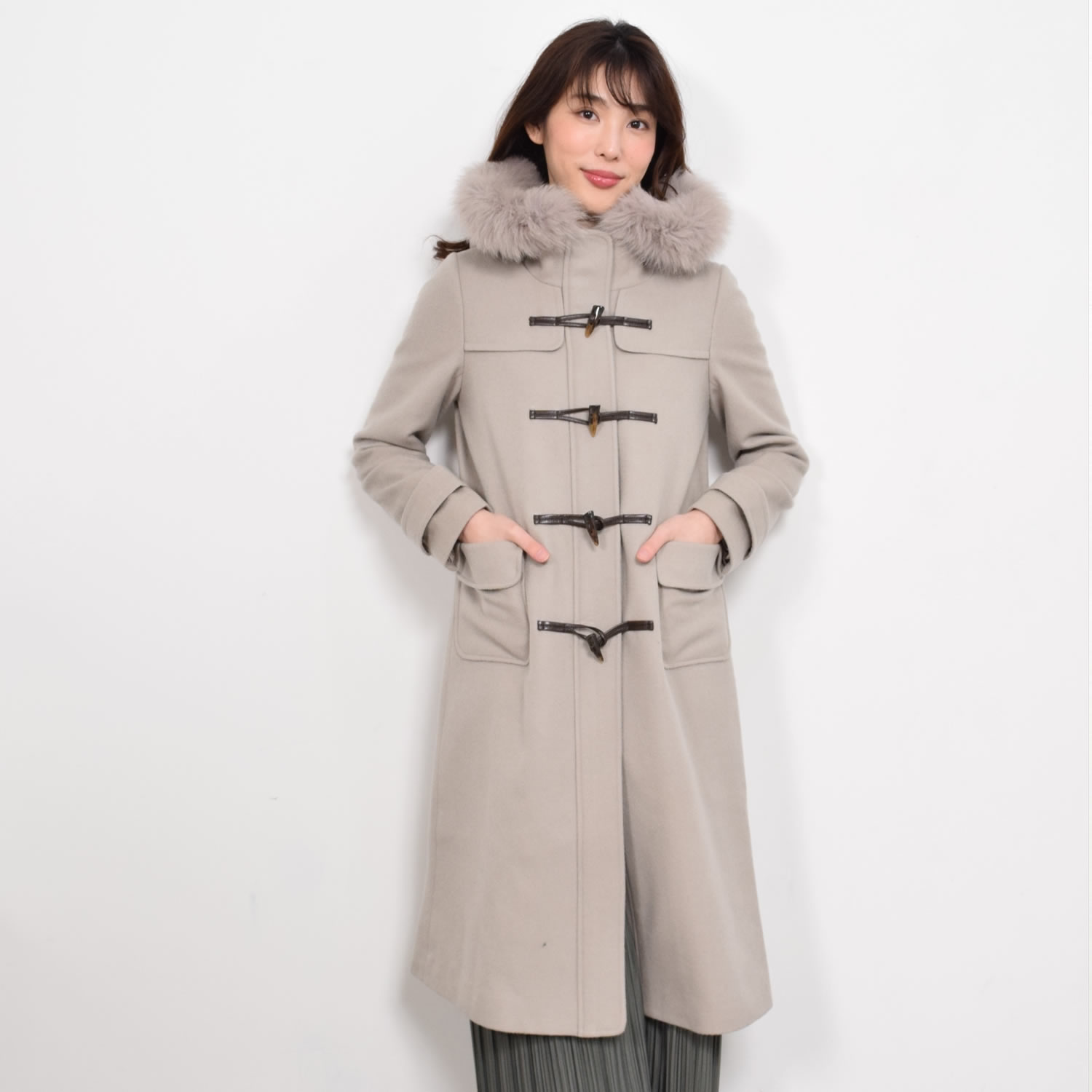 Merfirge ダッフルコートカシミヤ混 ウール ダッフル コート ロング丈