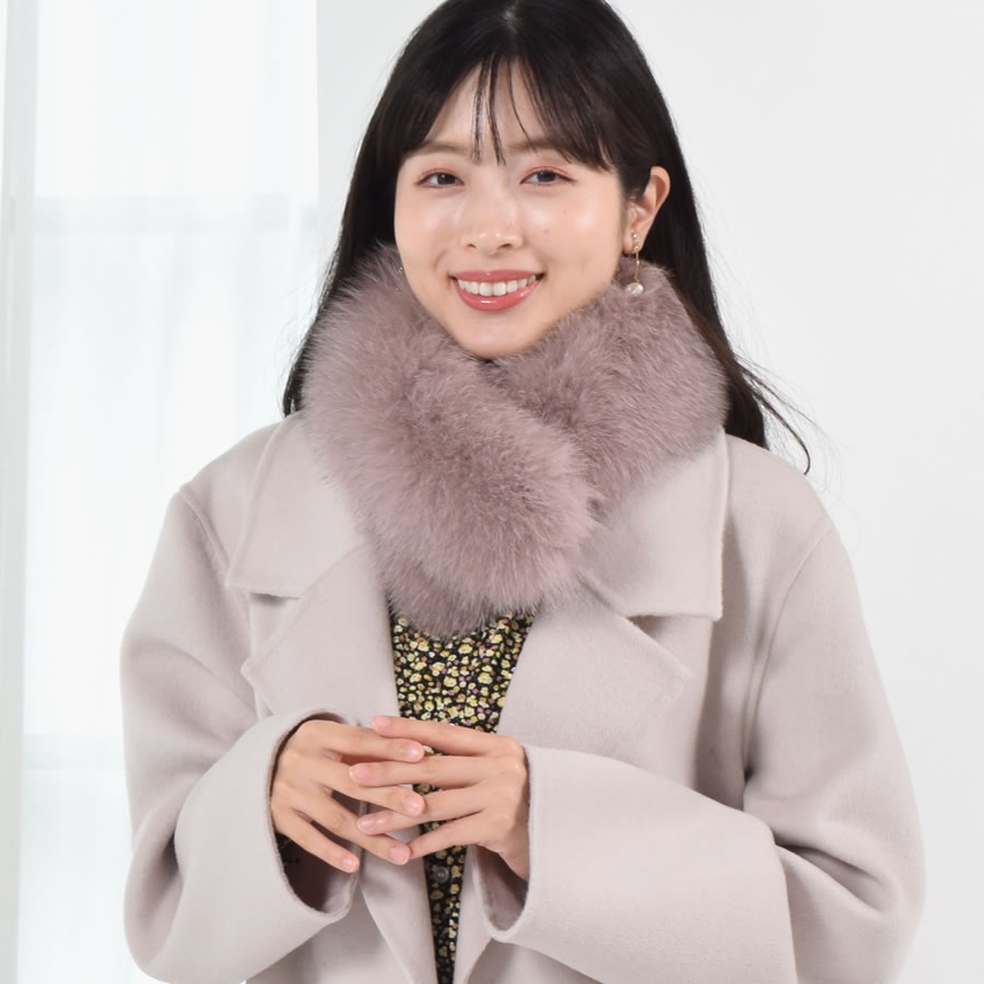 爆買 ファー マフラー SAGA クリップ付 フォックスマフラー リアル