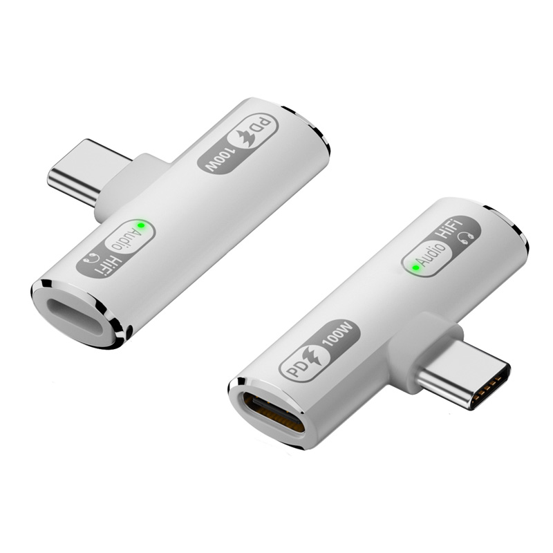 2in1 Type-C to Lightning イヤホン 変換コネクター PD100W 充電