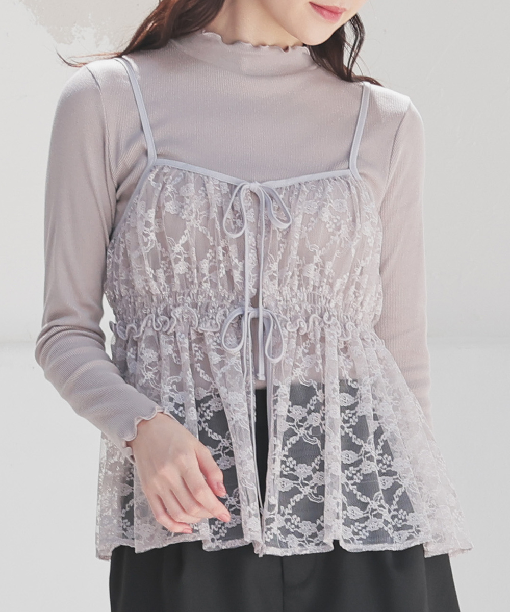 Honeys（ハニーズ） トップス キャミソール レース チュールレース 花