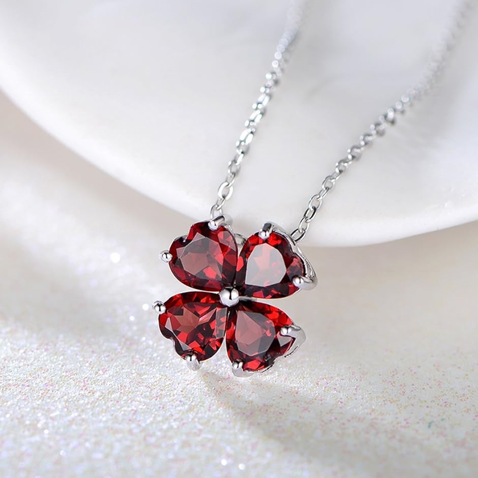 ハート シルバー925 ネックレス レディース 四つ葉のクローバー 誕生石