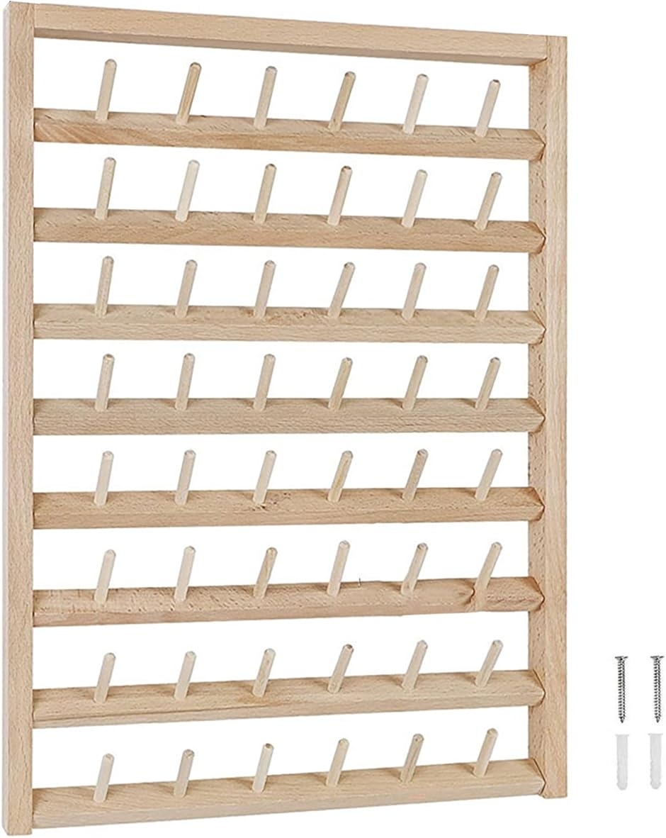 糸巻ラック ミシン糸 刺繍糸 糸立て 台 木製 収納 スタンド 壁掛け 48