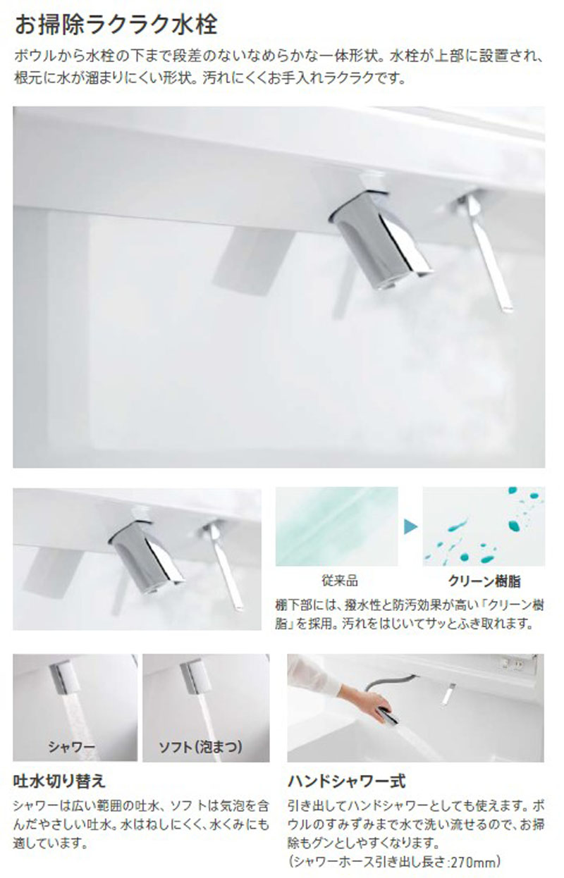 TOTO オクターブLite 洗面化粧台本体 間口750mm 片引き出し＋三面鏡