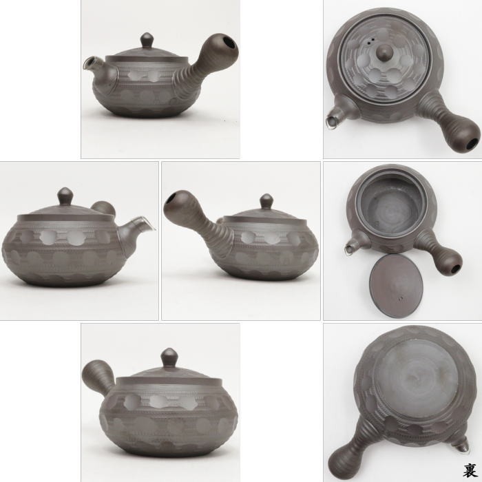 急須 萬古焼 万古焼 手作り 帯網 帯アミ 線ビリダイヤカット 伊呂久窯