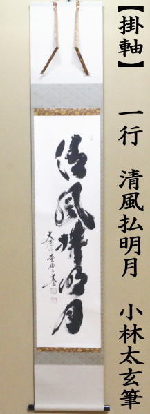 茶道具 掛軸 掛け軸 一行 清風払明月 小林太玄筆 茶道 : 茶道具いまや