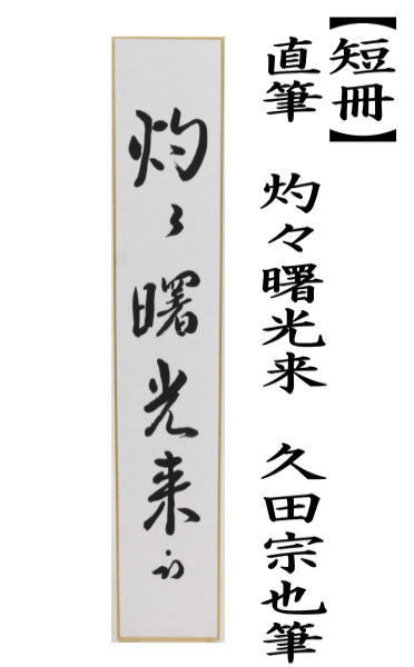 茶道具 短冊 直筆 灼々曙光来 久田宗也筆 尋牛斎 表千家 尋牛斉 庵号