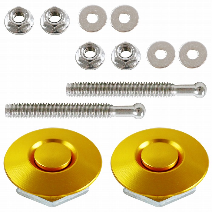 32mm×53mm】【2個】 汎用 プッシュ式 ボンネット ピン 黒 金 赤 銀