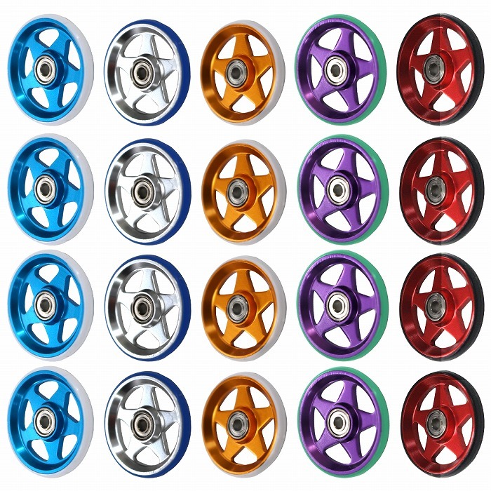 ミニ四駆用 アルミ ベアリングローラー プラリング付き 4個セット