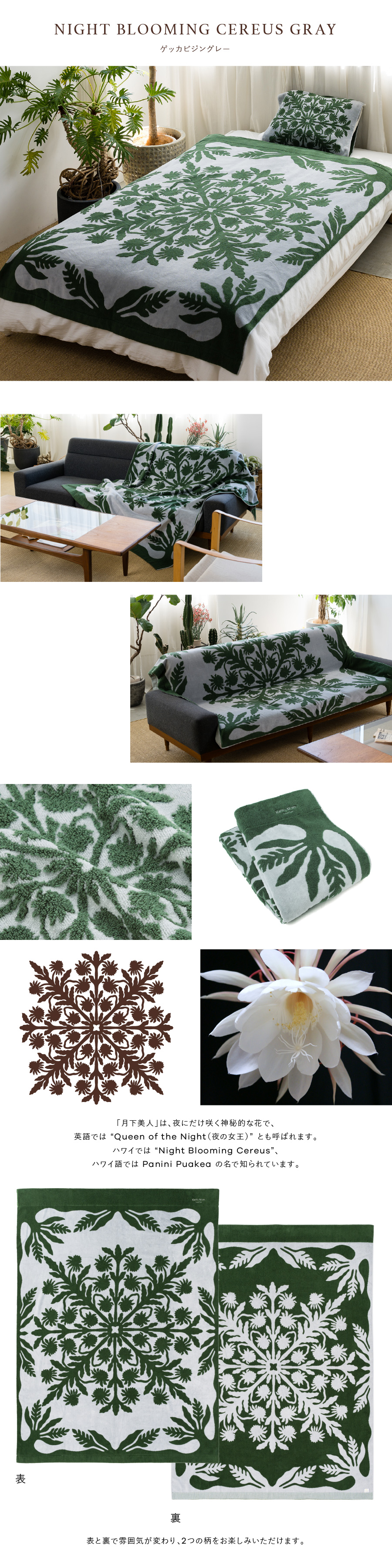 キャシーマム タオルケット 140cm×190cm ハワイアンキルト柄 ノヘア