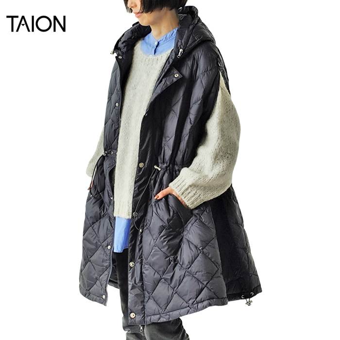 TAION（タイオン） ダウン ポンチョ シティ ダウンケープ レディース