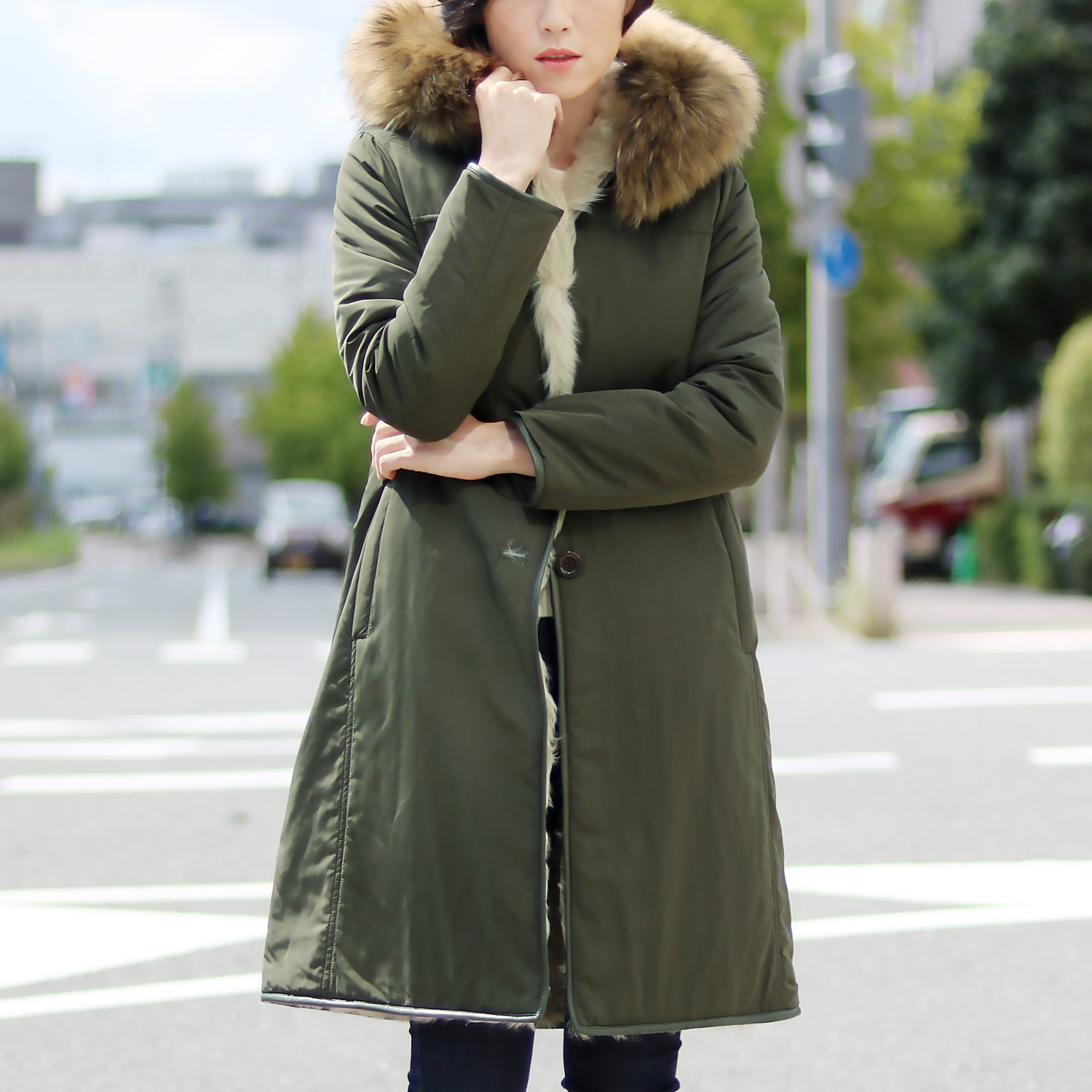 sankyo shokai（三京商会） ＜爆買＞ラクーン トリミング モッズコート