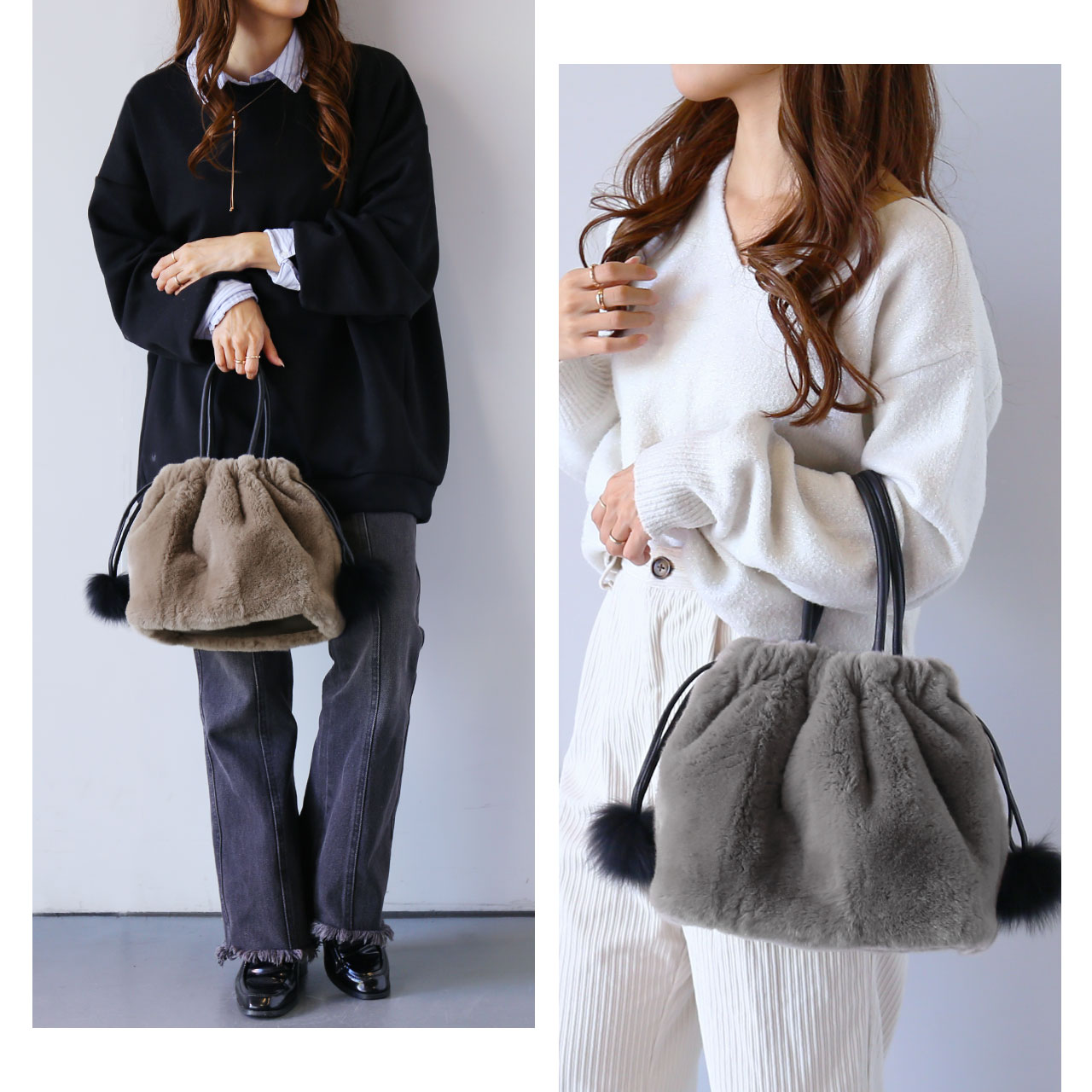 sankyo shokai（三京商会） ＜爆買＞レッキス ファーバッグ 巾着