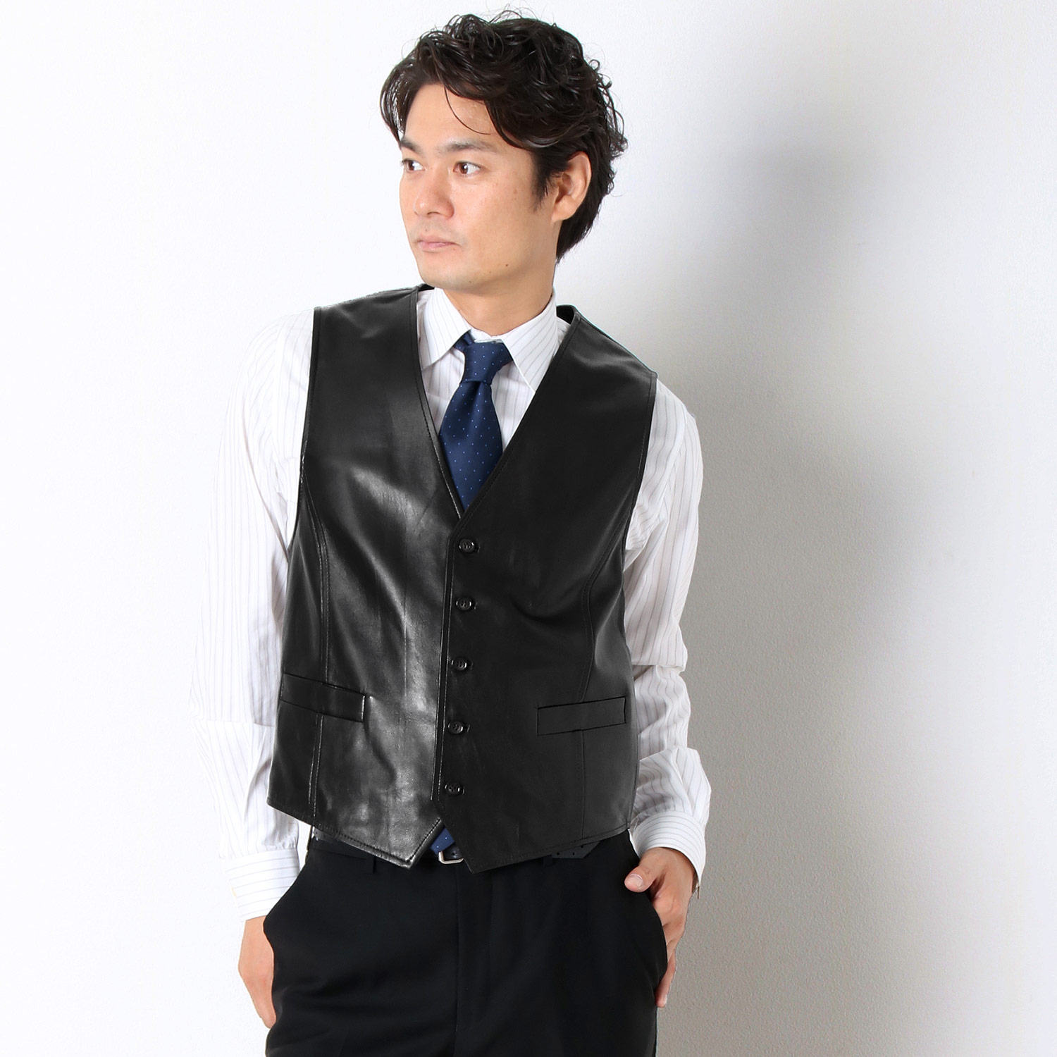 sankyo shokai（三京商会） ラムレザー ベスト メンズ 紳士用 レザー