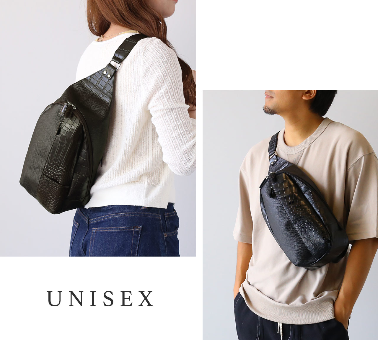 sankyo shokai（三京商会） 牛革 クロコダイル ボディバッグ マット 型