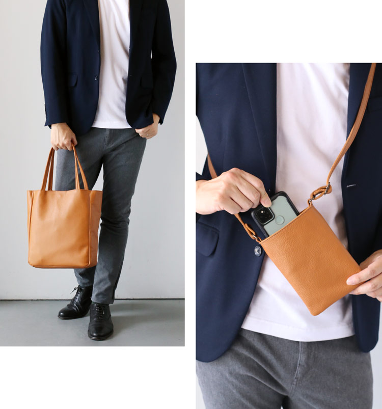 Jamale（ジャマレ） ＜爆買＞牛革 トートバッグ メンズ スマホポーチ