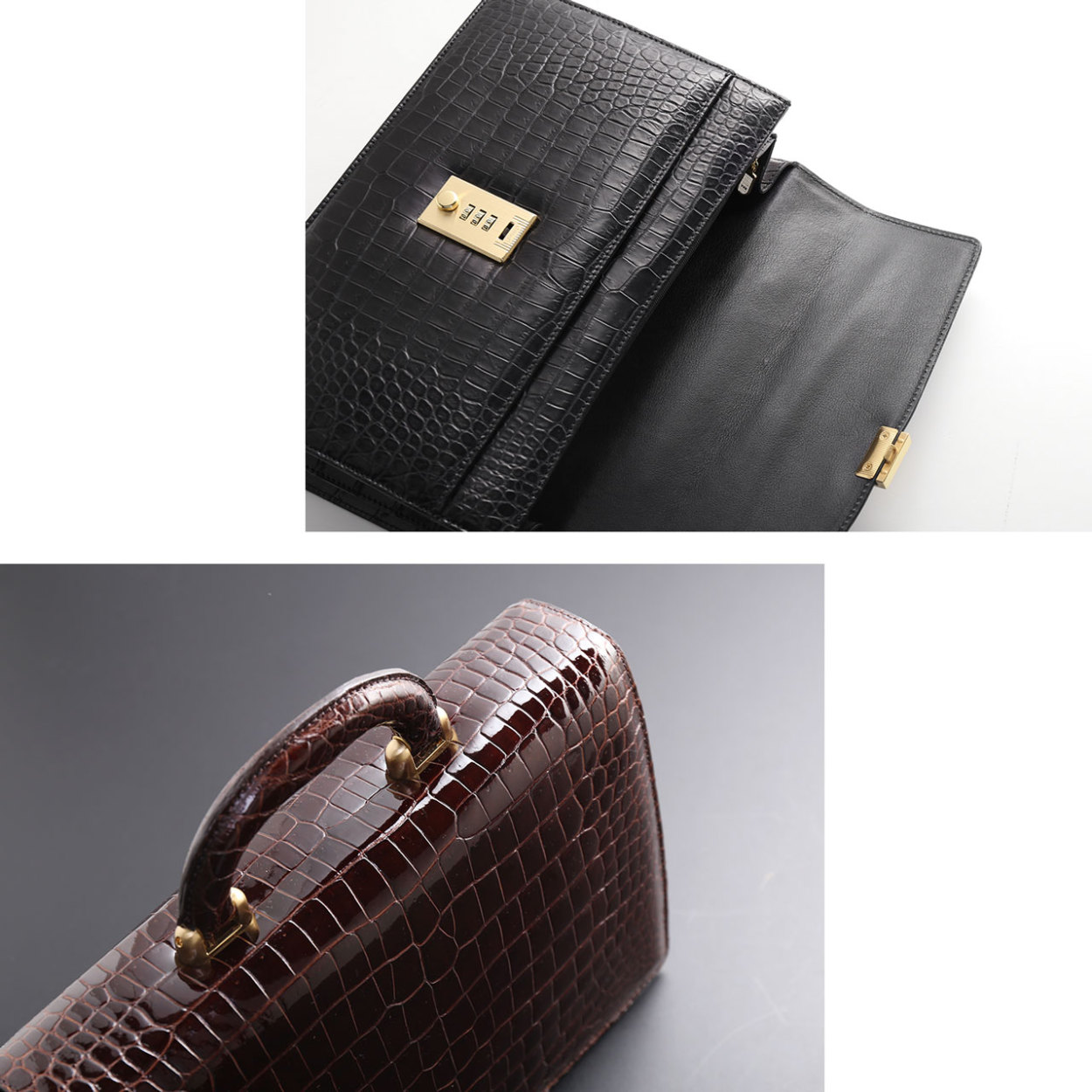 sankyo shokai（三京商会） クロコダイル メンズ ビジネスバッグ