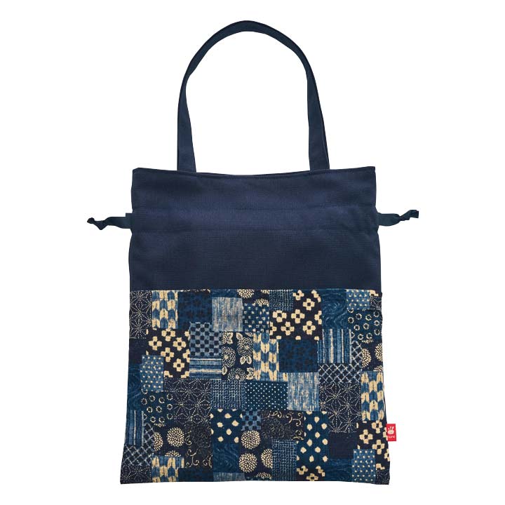 日本製 バッグ トートバッグ 巾着 つむぎ 和柄 パッチワーク柄 無地