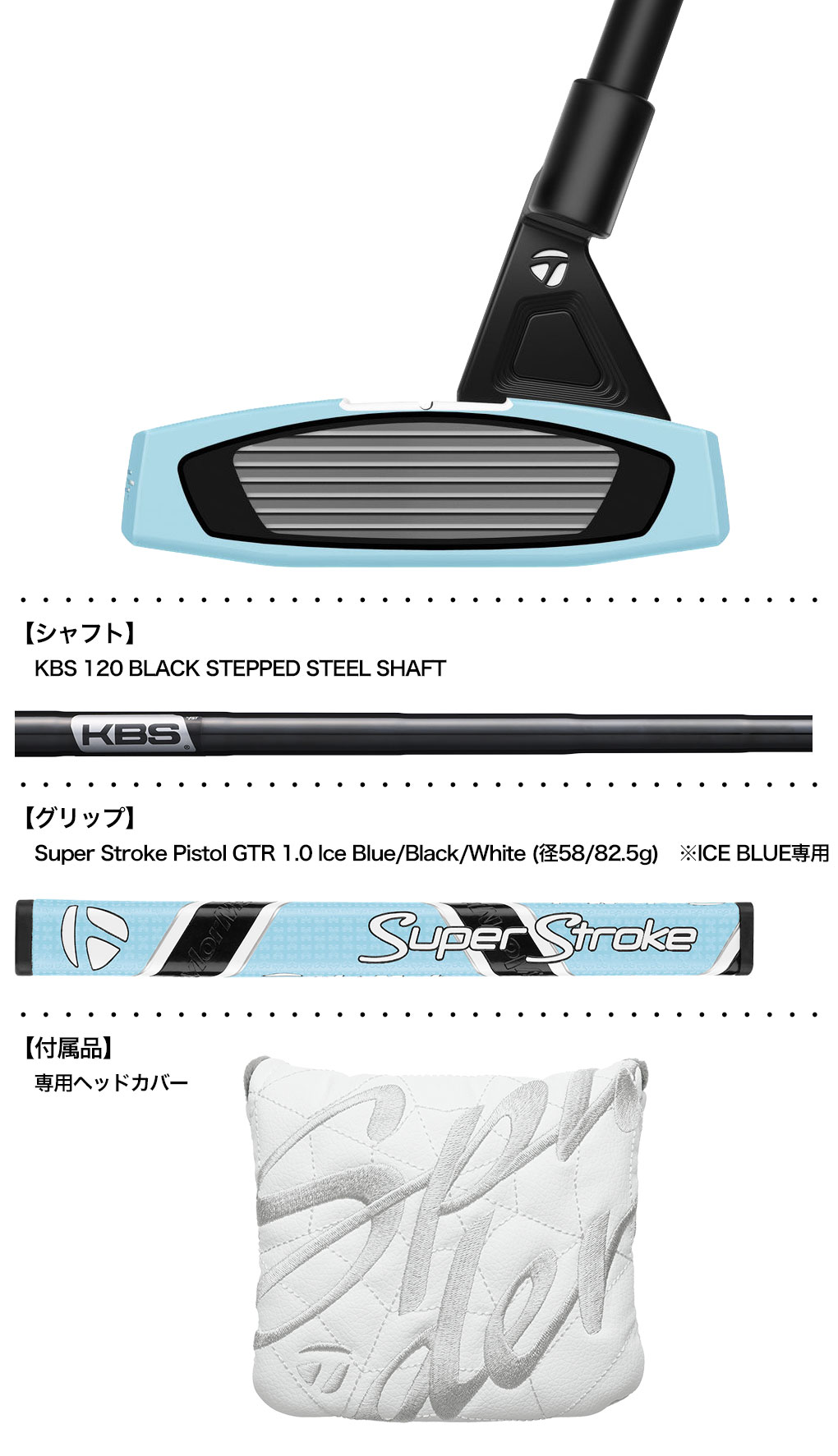 TaylorMade（テーラーメイド） スパイダーGT X アイスブルー トラス