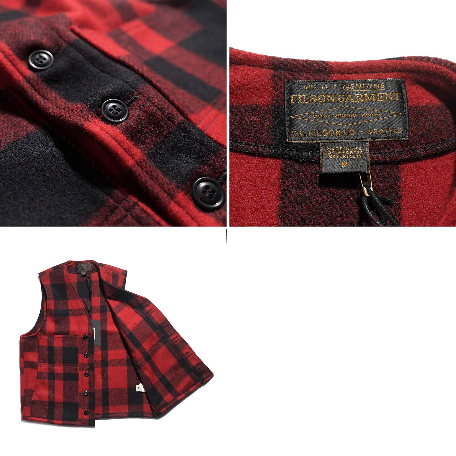 FILSON（フィルソン） マッキーノ ウール ベスト チェック｜ メンズ