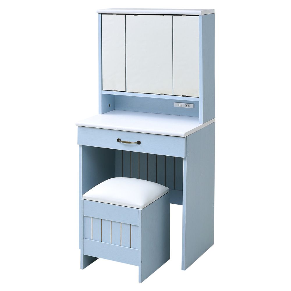 JK-PLAN（ジェイケイ・プラン） ドレッサー ブルー 水色 化粧台 幅60