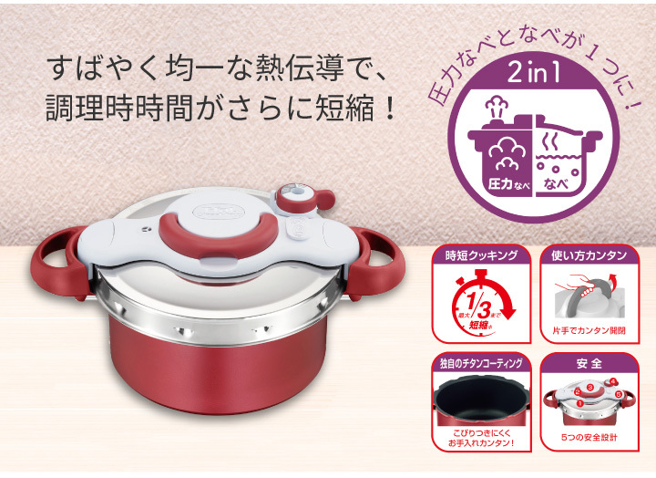 クリプソ ミニット デュオ 爆買 ティファール T-fal ルージュ 4.2L