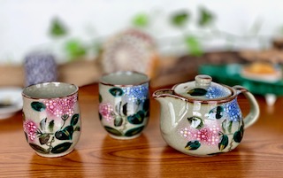 九谷焼 高級 陶磁器 急須3点セット 大 椿に鳥 裏絵(Kutani teapot set