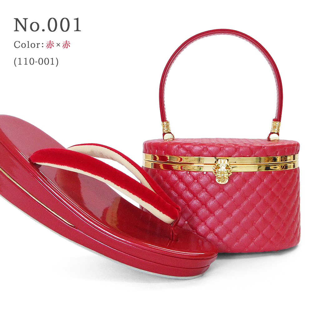 れい）赤いエナメルバックと草履セットLLサイズ れい）赤いエナメル