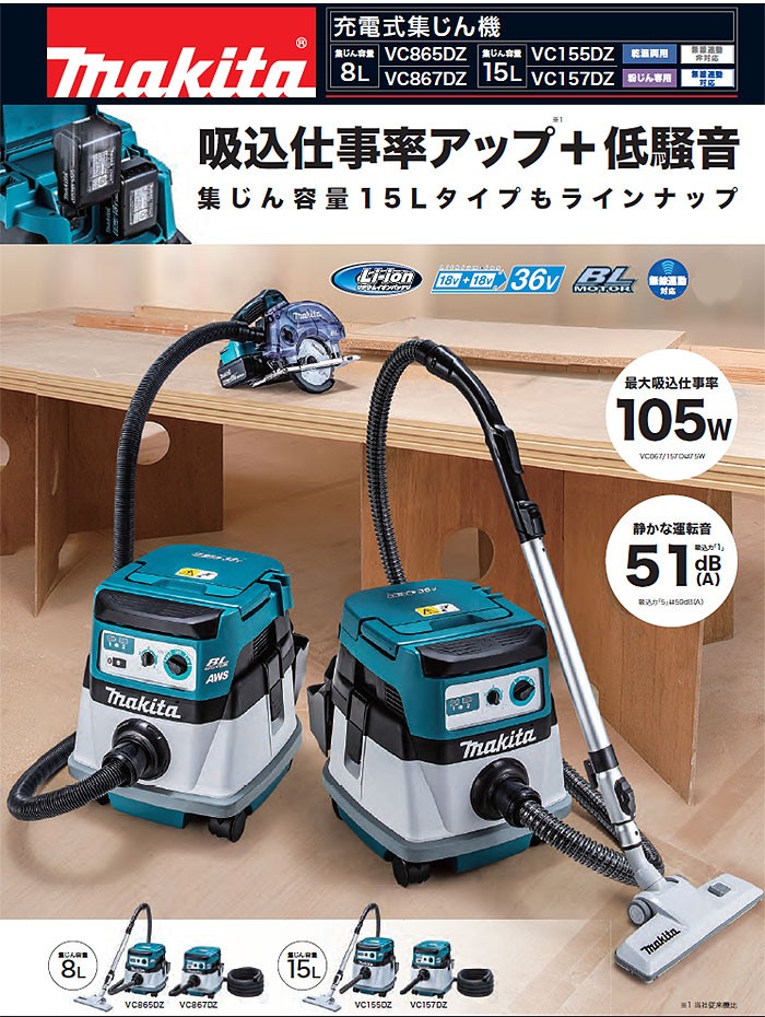 マキタ（makita） 36V 充電式集じん機 VC865DZ 乾湿両用 8L/吸水6L