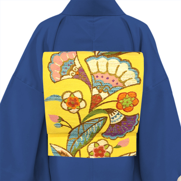 20%OFFセール 帯屋捨松 八寸名古屋帯 正絹 仕立て付き 黄色 紬帯