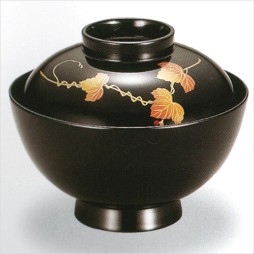 越前漆器 日本製 国産 フタ付き吸い物椀 四季絵変り 吸物椀 5客セット