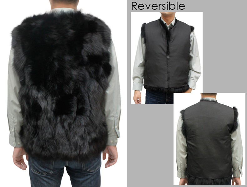 毛皮ベスト メンズ ファーベスト ブルーFOX リバーシブル TK236-3 : 本
