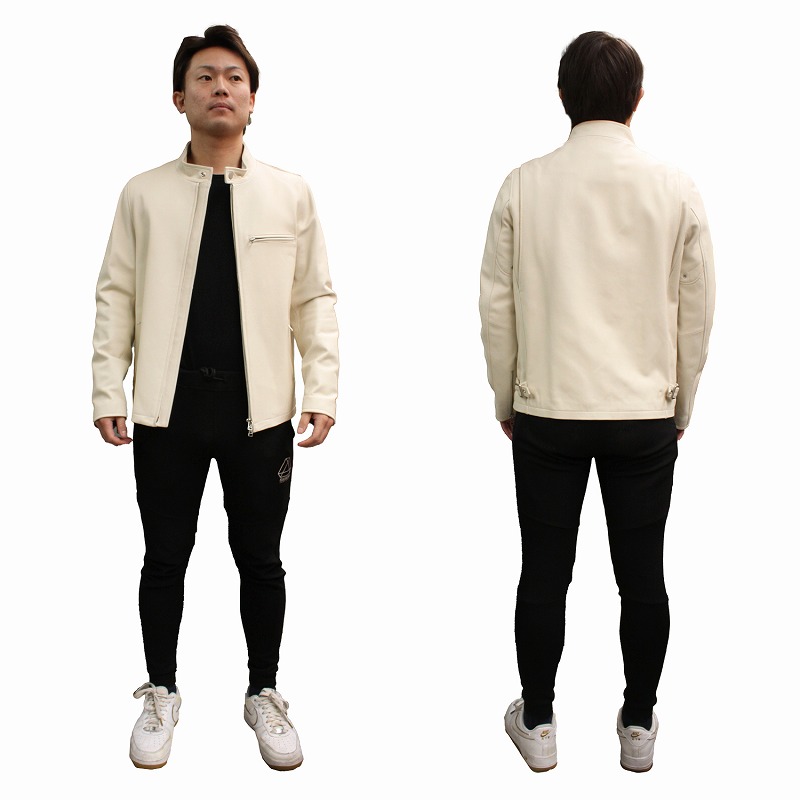 本革 シングルライダースジャケット メンズ ラムレザージャケット M/L