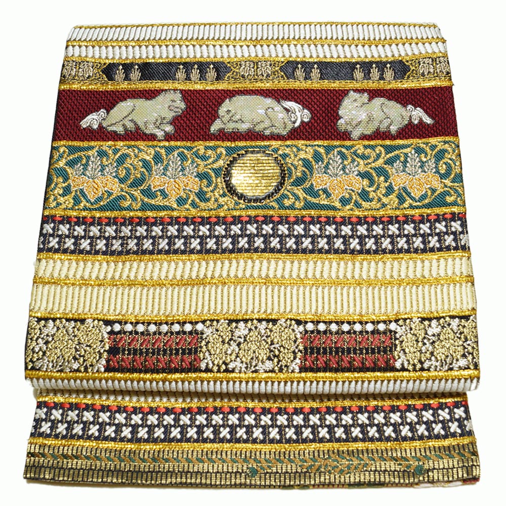 山のアザミ帯5114 ○誉田屋源兵衛謹製 高級 正絹 螺鈿細工 六通袋帯