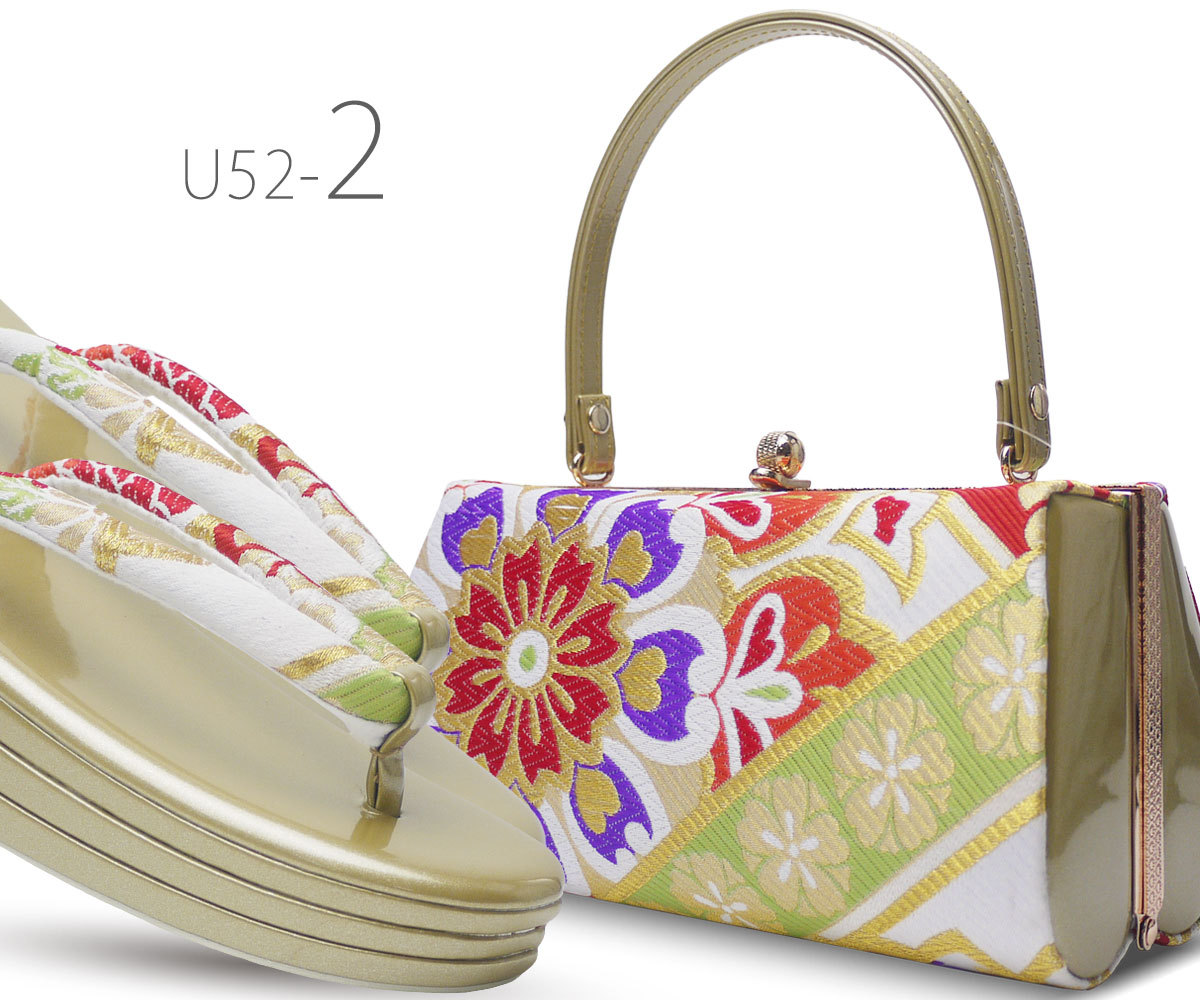 NISHIORI 草履バッグセット 帯地使用 3枚芯 ヒール草履 5タイプ