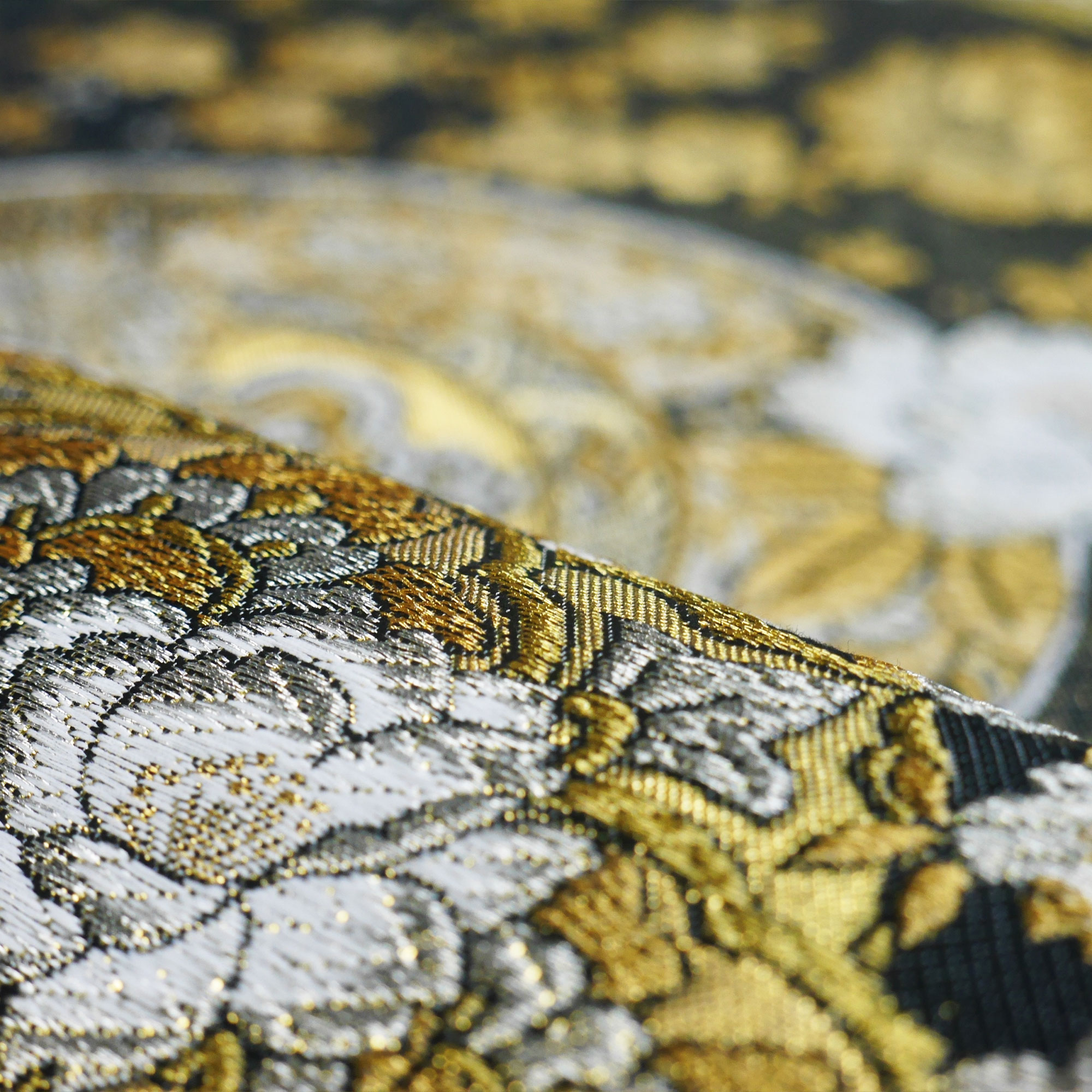 NISHIORI 西陣 帯 袋帯【花柄 ブラック 黒 ゴールド 桜】 西陣織 お