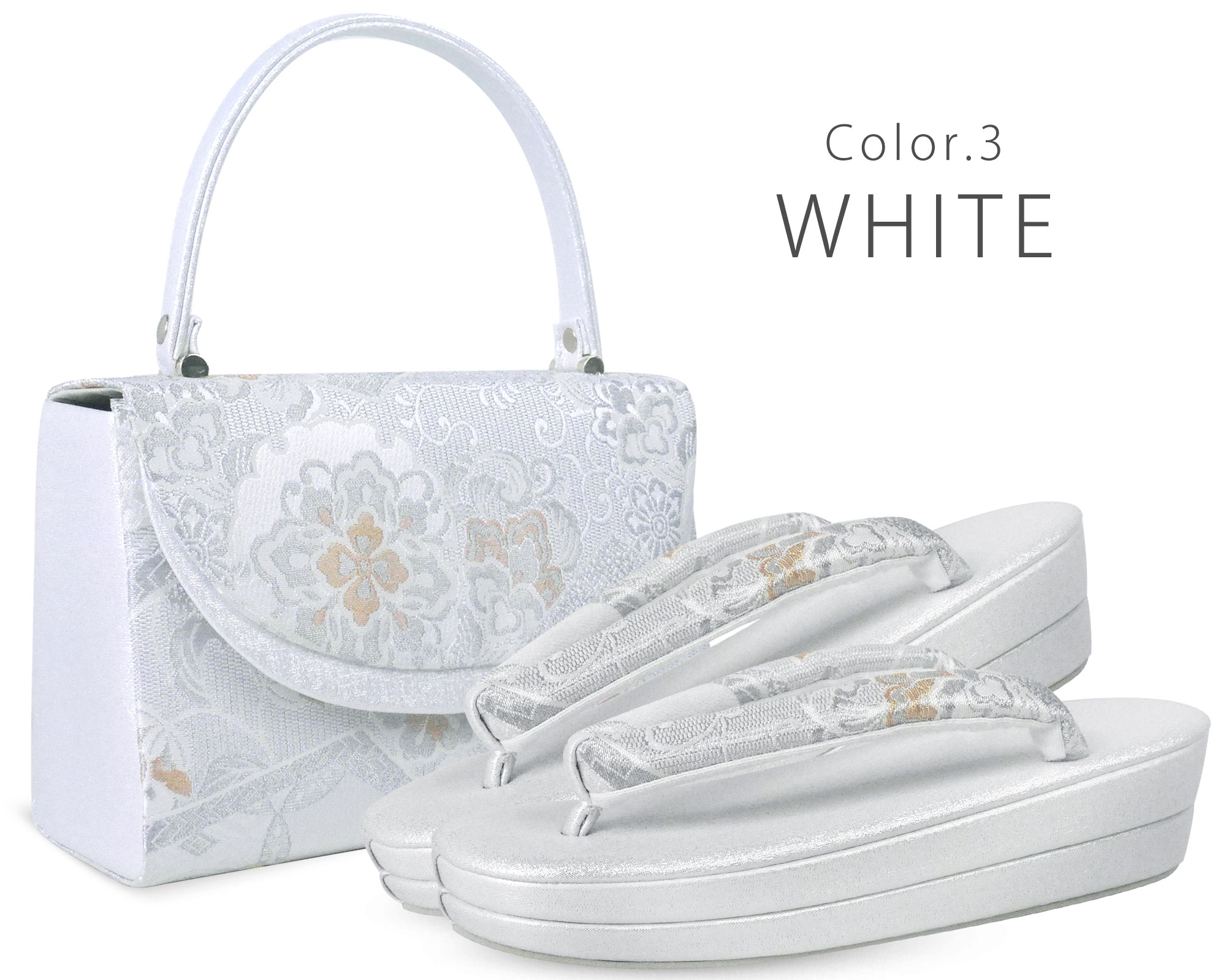 NISHIORI 佐賀錦 帯地 草履 バッグ セット ゴールド シルバー ホワイト