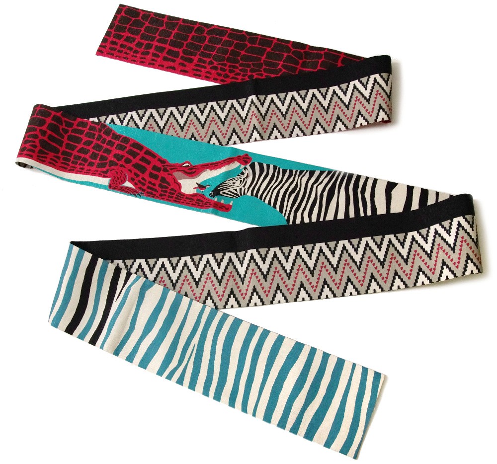 半幅帯 WAKKA 11月8日（いい歯の日） ワニ シマウマ クロコダイル 縞