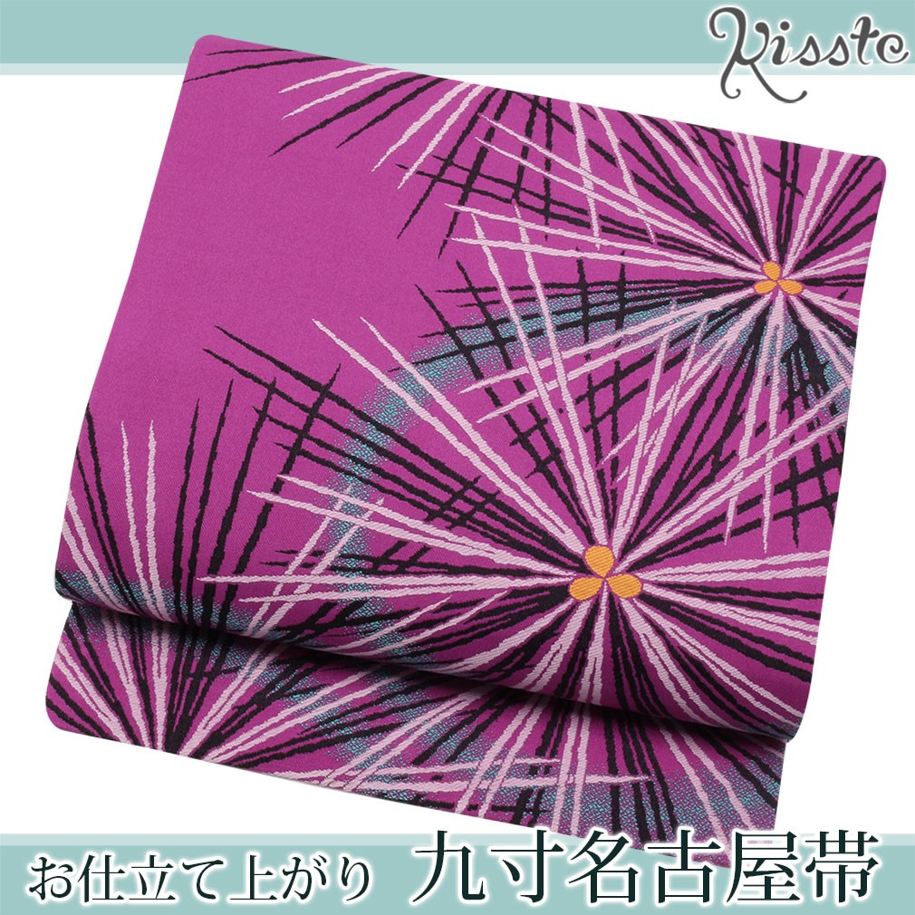 Kisste（キステ） 名古屋帯 正絹 新品 九寸名古屋帯 紫 松葉丸 6通柄