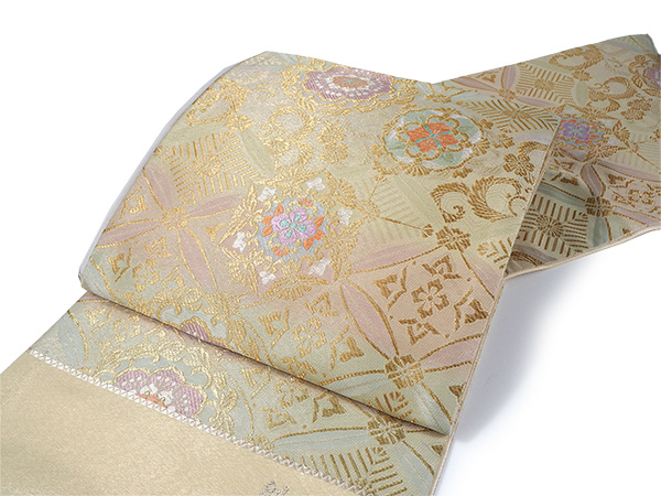 袋帯 正絹 六通柄 未使用 仕立て付き フォーマル 六通 西陣織 ゴールド