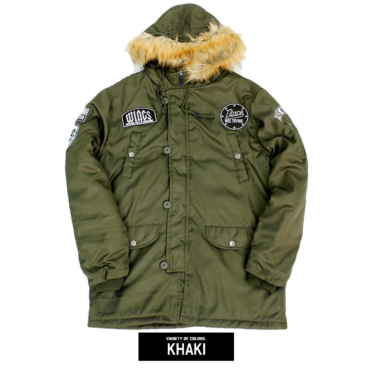 モッズコート メンズ 大きいサイズ ワッペン付き フード 裏ボア ファー