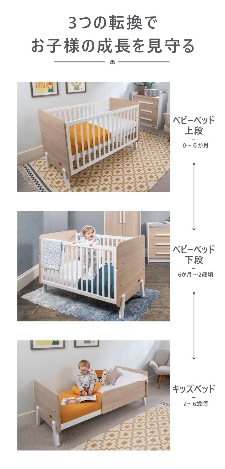 3in1ベッド ナッティB-NACB ベビーベッド 赤ちゃん ベッド 高さ調節 柵