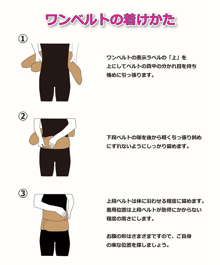 腰椎サポートベルト 腰痛コルセット ワンベルト・モカ＆ブラック