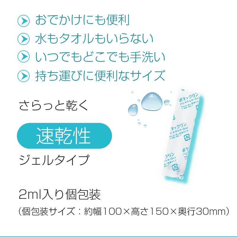 在庫あり」ハンドジェル 12包入り 除菌ジェル 携帯用 ポケクリン 個