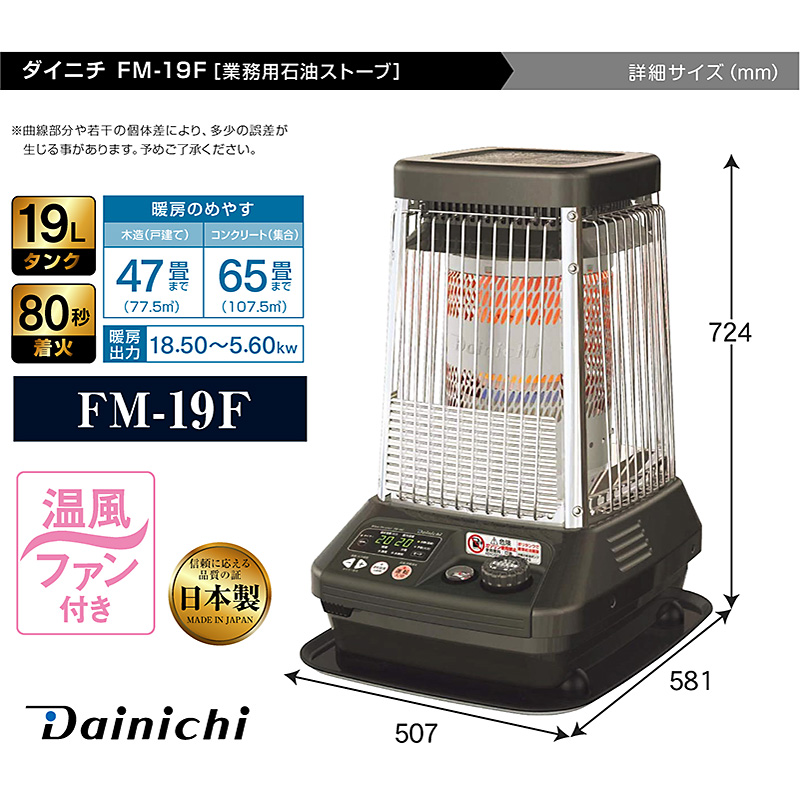 S.Kjapan ダイニチ 業務用石油ストーブ ファンヒーター FM-19F 1年保証
