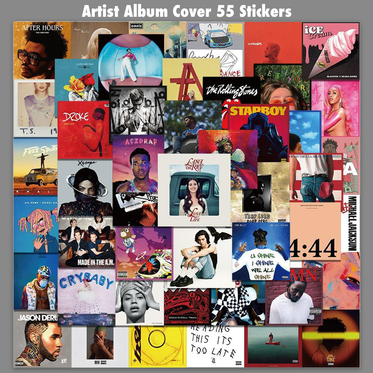 洋楽 アーティスト アルバムジャケット ステッカー 55枚セット PVC