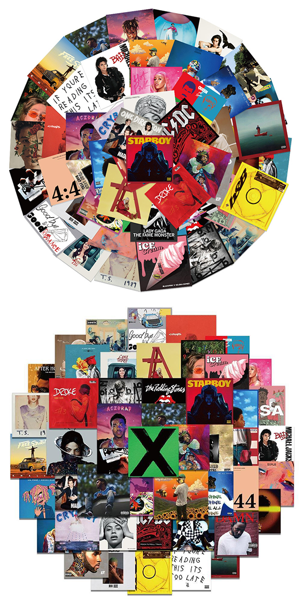 洋楽 アーティスト アルバムジャケット ステッカー 55枚セット PVC