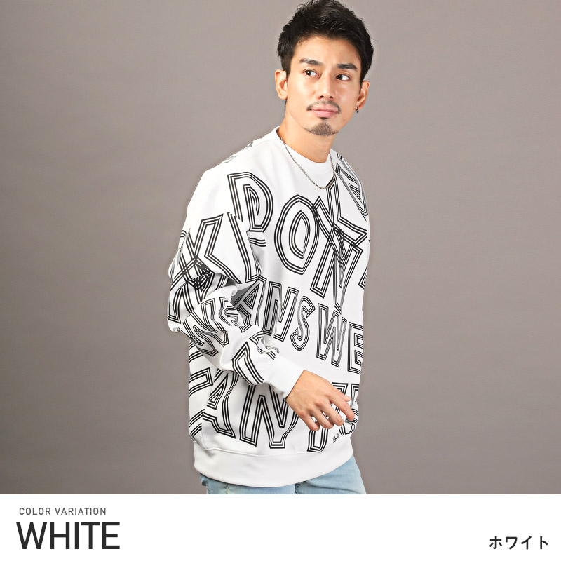 トレーナー メンズ スウェット ロゴ プリント クロス 総柄 長袖