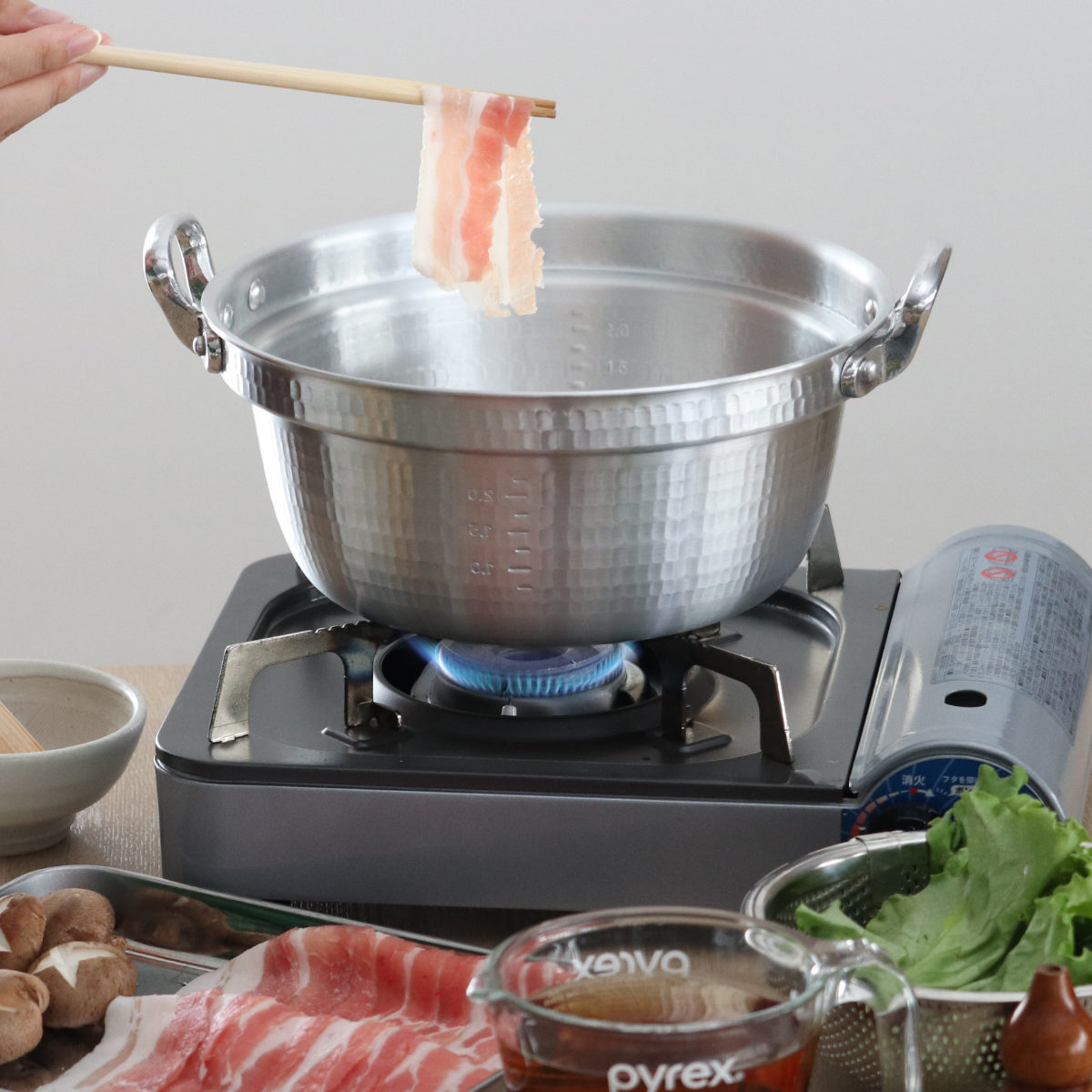 打出料理鍋 30cm ガス火専用 メモリ付き 中尾アルミ 日本製 8L （ ガス