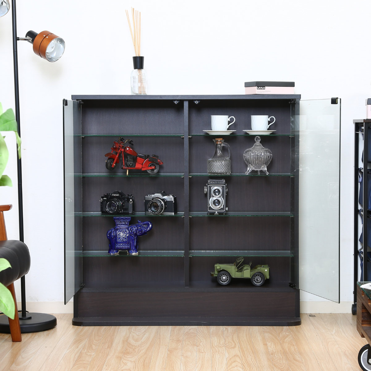 不二貿易（Fuji Boeki） コレクションケース 幅90cm ロータイプ 浅型